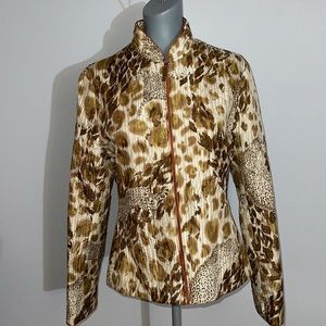 Vintage Silkland 100% Pure Silk Leopard Print Light Jacket